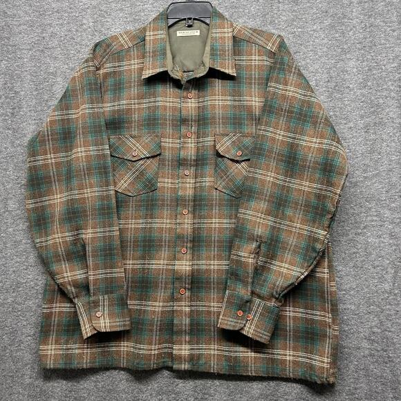 VINTAGE Van Heusen Shirt GRAY Plaid Flannel Winterweights Button Up Men XL - Picture 1 of 6